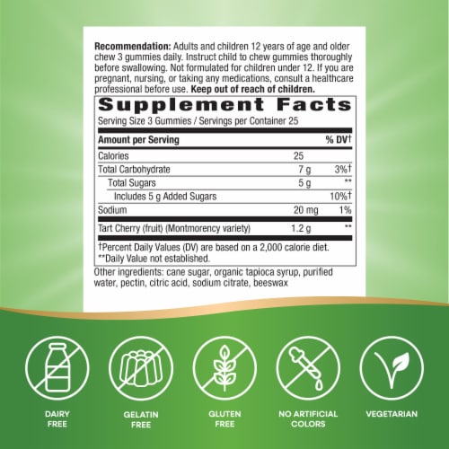 Nature's Way Tart Cherry Ultra Gummies 1200mg Perspective: left