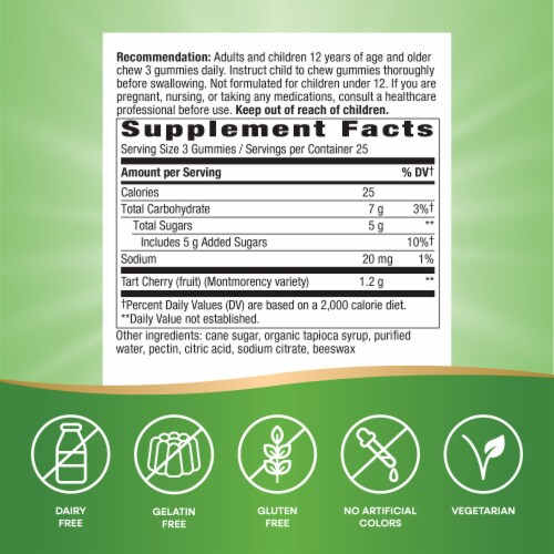 Nature's Way Tart Cherry Ultra Gummies 1200mg Perspective: left