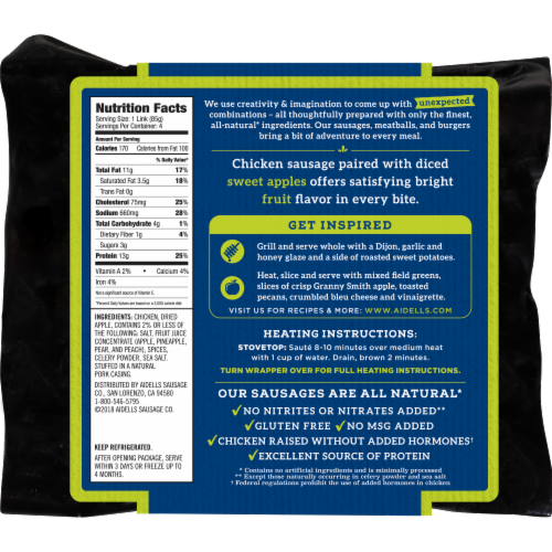 Aidells® Smoked Chicken Sausage Chicken and Apple Sausage Links Perspective: left