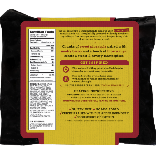 Aidells® Smoked Chicken Sausage Pineapple & Bacon Perspective: left