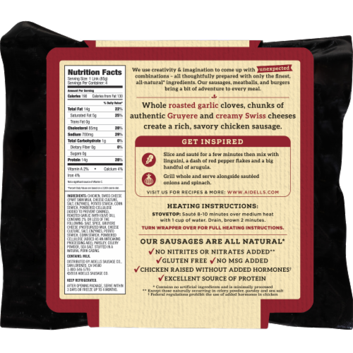 Aidells® All Natural Roasted Garlic & Gruyere Cheese Smoked Chicken Sausage Perspective: left