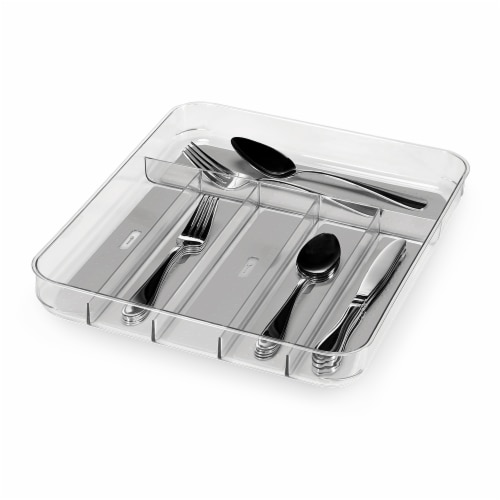 madesmart® Large Soft Grip Silverware Tray - Clear/Gray Perspective: left