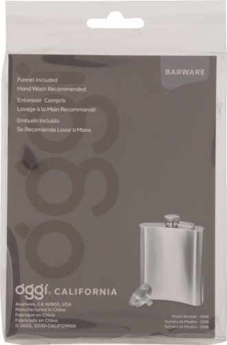 Oggi® Stainless Steel Hip Flask with Funnel Perspective: left