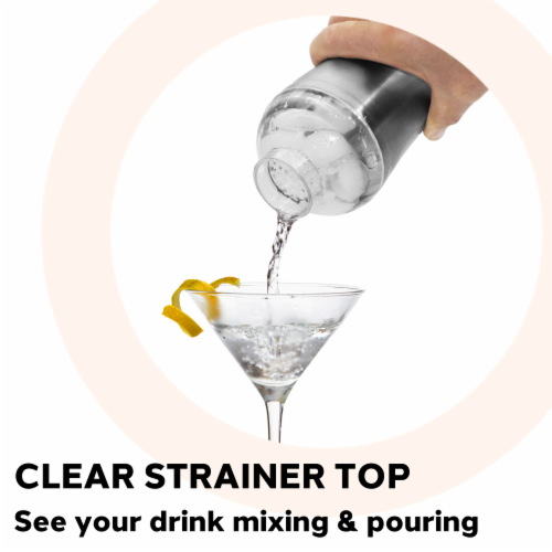 Oggiᵀᴹ Groove Double Walled Stainless Steel Cocktail Shaker With Lid Perspective: left