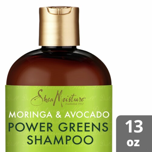 SheaMoisture® Sulfate-Free Power Greens Moringa & Avocado Shampoo for Curly Hair Perspective: left