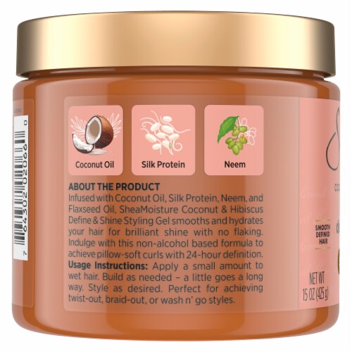 SheaMoisture Coconut & Hibiscus Define & Shine Styling Gel + Flaxseed Perspective: left