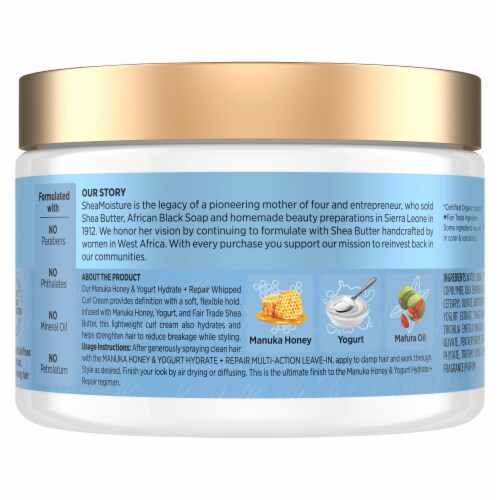 SheaMoisture Manuka Honey & Yogurt Hydrate and Repair Moisturizing Curl Cream Perspective: left