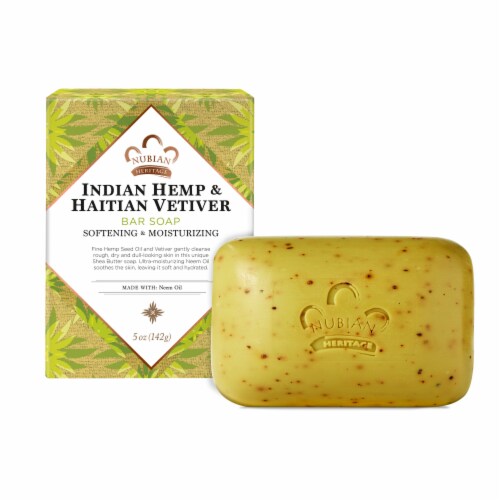 Nubian Heritage Bar Soap Indian Hemp and Haitian Vetiver Bar with Fair Trade Shea Butter Perspective: left