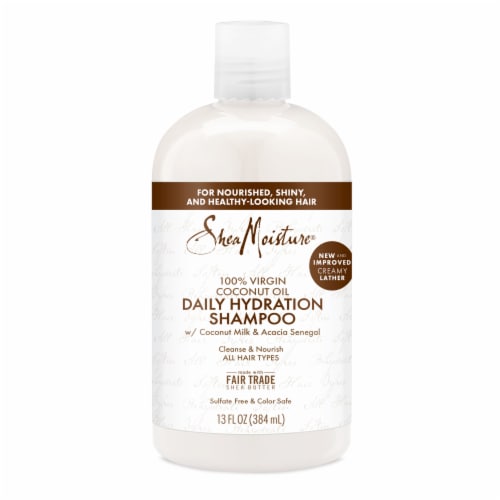 SheaMoisture Shampoo Daily Hydration 100% Virgin Coconut Oil for All Hair Types Sulfate-Free Perspective: left