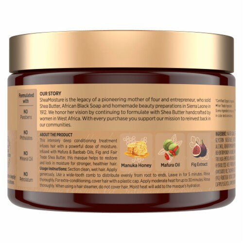 SheaMoisture Manuka Honey & Mafura Oil Intensive Hydration Hair Masque Perspective: left