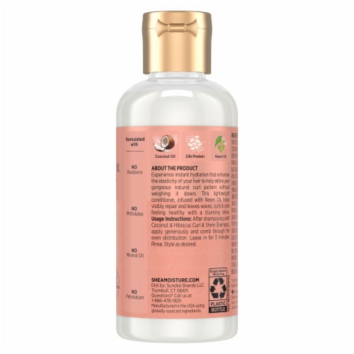 SheaMoisture Curl & Shine Coconut & Hibiscus Conditioner, Travel Size Perspective: left