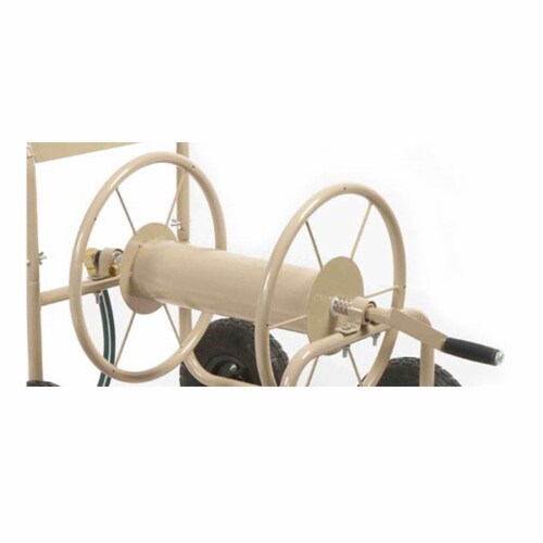 Liberty Garden 870 Industrial 4 Wheel 300 Foot Steel Frame Water Hose Reel Cart Perspective: left