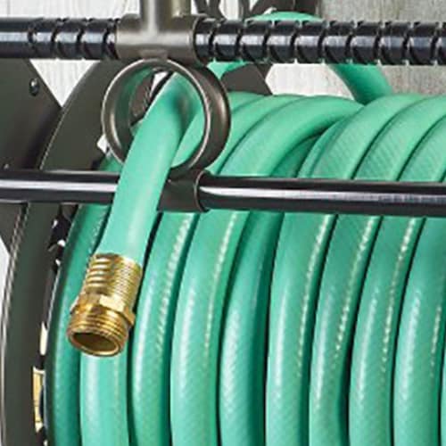 Liberty Garden Wall Mounted Heavy Gauge Aluminum Hanging Hose Reel with Guide Perspective: left