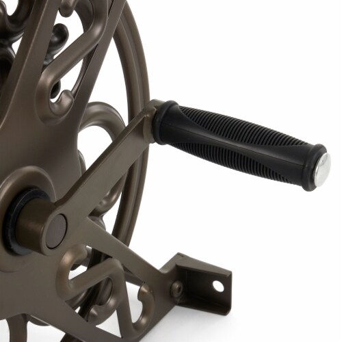 Liberty Garden Bronze Decorative Wall Mounted Hose Reel Perspective: left