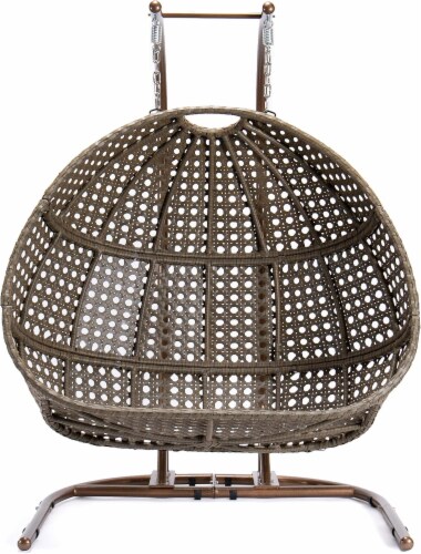 LeisureMod Outdoor Handcrafted Wicker Double Patio Egg Swing LeisureMod Outdoor Handcrafted Wicker Double Patio Egg Swing