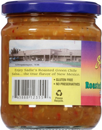 Sadie's® Roasted Hot Green Chile Salsa Perspective: left