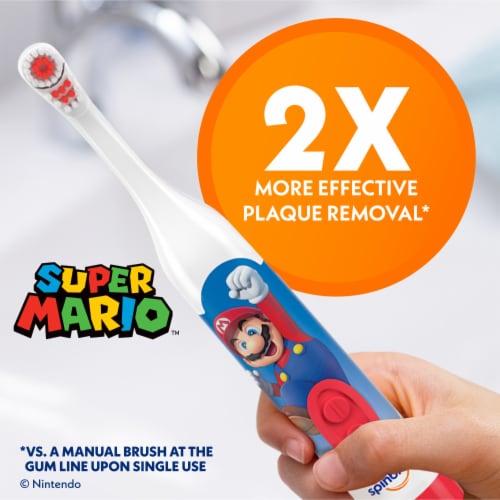 Spinbrush Kids Super Mario Electric Battery Powered Toothbrush Soft Bristles Perspective: left