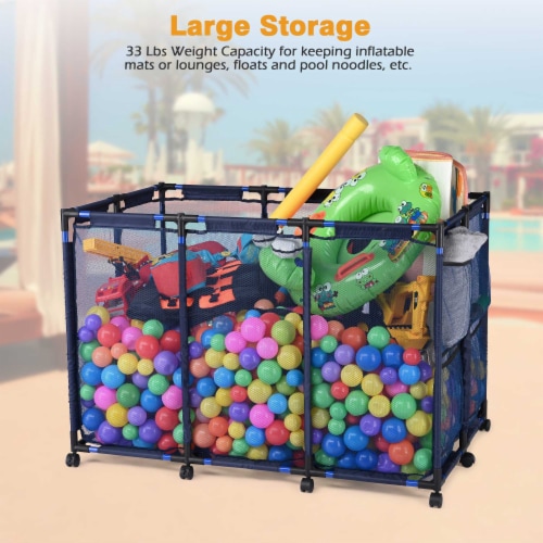 48 x30 x34 Mesh Pool Storage Bin Rolling Cart Swim Toys