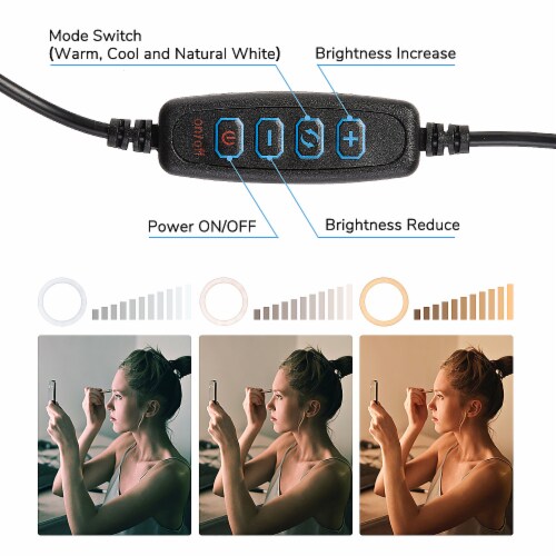 10x8.5 Ft Background Backdrop Stand Kit 12 LED Ring Light Dimmable Photo Video Perspective: left