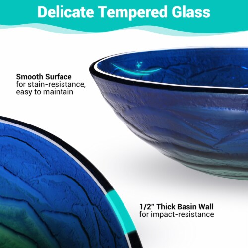 Aquaterior Round Tempered Glass Vessel Sink Vanity Above Counter Basin 2 Packs Perspective: left