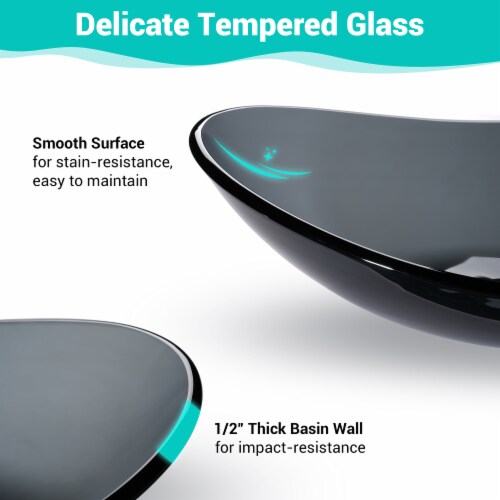 Aquaterior Bathroom Oval Tempered Glass Vessel Sink Counter Top Basin 2 Pack Perspective: left