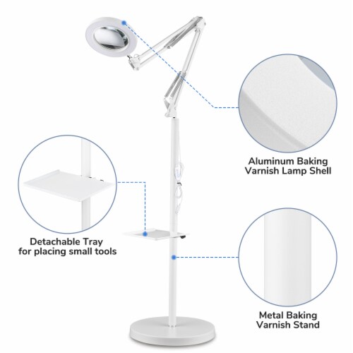 5X Magnifying Floor Lamp LED Magnifier Light 3 Color Modes for