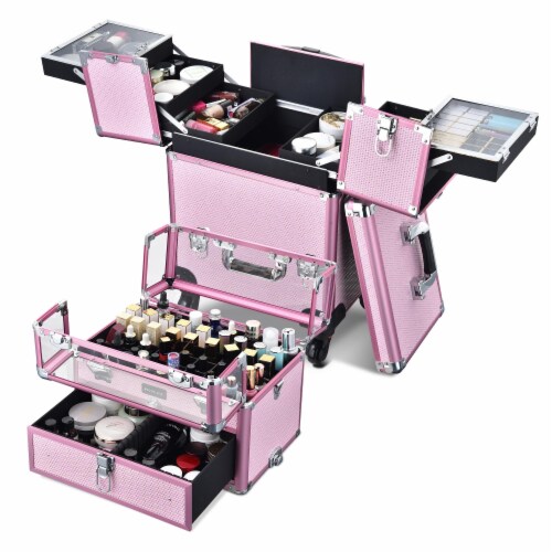 Byootique Makeup Train Case Storage Box Cosmetic Organizer w/ 2 Drawer  Jewelry, 1 - Kroger