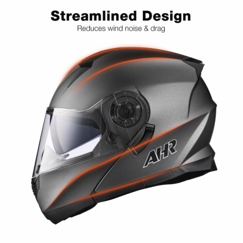 AHR Motorcycle Flip up Full Face Helmet Bluetooth 5.0 Headset DOT Approved M Perspective: left