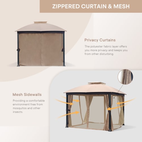 Outdoor steel vented gazebo with mosquito netting discount