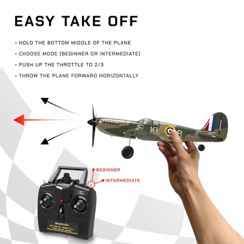 VOLANTEXRC 4 CH Spitfire One Key Remote Control Airplane with