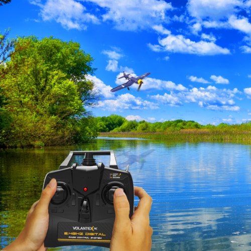 VOLANTEXRC Corsair F4U One Key Turn Remote Control Airplane w/ Xpilot Stabilizer Perspective: left