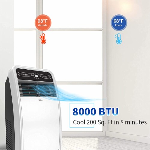 Shinco 8,000 BTU Portable AC Unit, Dehumidifier, and Fan for 200 SqFt Rooms Perspective: left