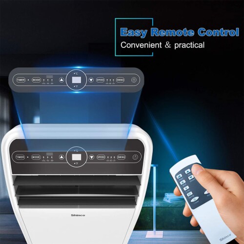 Shinco 10,000 BTU Portable AC Unit, Dehumidifier, and Fan for 300 SqFt Rooms Perspective: left