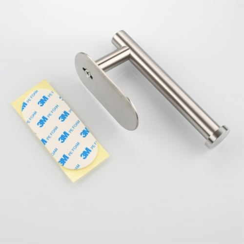 Stainless Steel Toilet Paper Holder Adhensive Tissue Paper Roll Holder for Bathroom Nickel Perspective: left