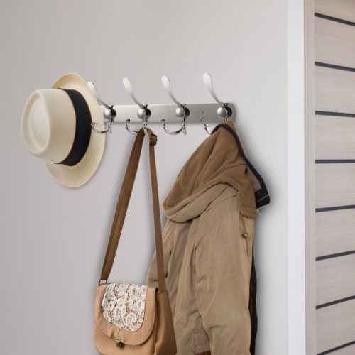 Wall Mount Coat Hook 15 Hooks Stainless Steel Clothes Hangers Rack Robe Hat Towels Hook Coat Perspective: left