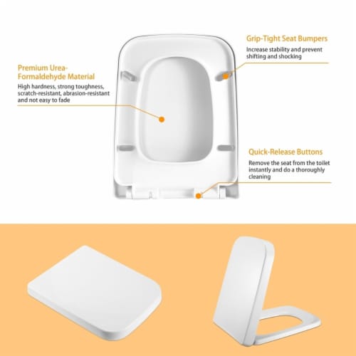 Square Toilet Seat with GripTight Seat Bumpers HeavyDuty QuietClose