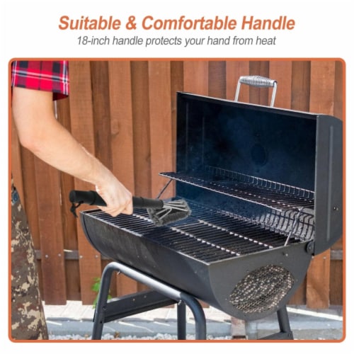 BBQ Grill Cleaning Brush Stainless Steel Barbecue Cleaner with 18in Suitable Handle Perspective: left