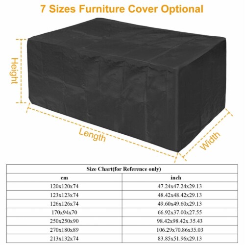 210D Waterproof Outdoor Furniture Cover Windproof Dustproof Patio Furniture Protector Oxford Perspective: left