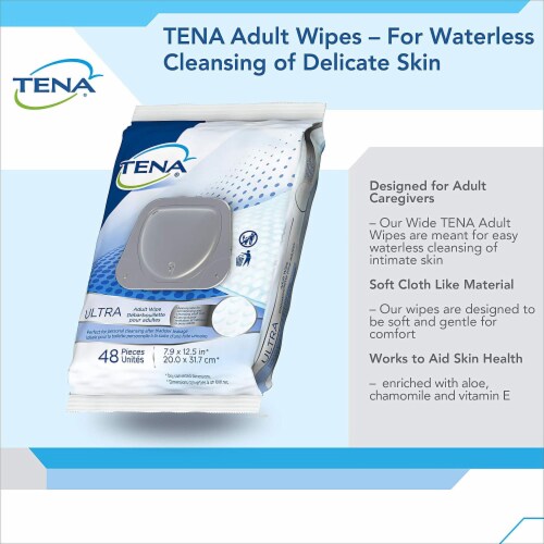 TENA Adult Wipe or Washcloth 7.5 x 12.5 Perspective: left