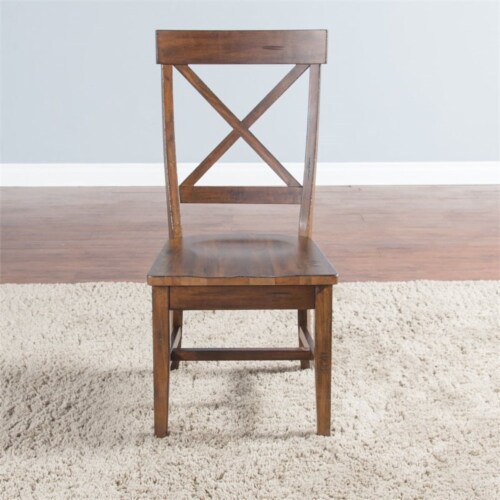 Sunny Designs Tuscany 18  Mahogany Wood Crossback Chair in Medium Brown Perspective: left