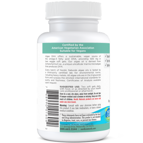 Nordic Naturals Algae DHA 500mg Perspective: left