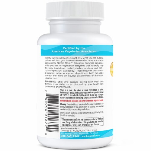 Nordic Naturals® Nordic Flora Digestive Enzymes Capsules Perspective: left