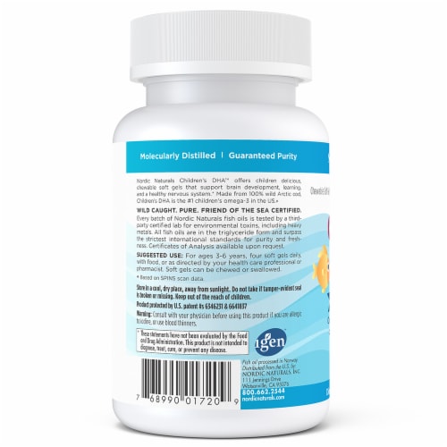 Nordic Naturals Children's DHA Strawberry Softgels 250mg Perspective: left