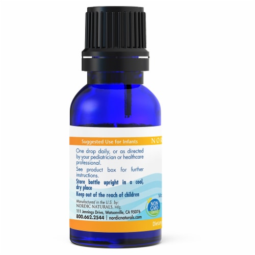 Nordic Naturals Baby's Vitamin D Oil 400IU Dietary Supplement Perspective: left