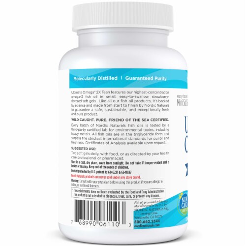 Nordic Naturals Ultimate Omega 2X Teen Mini Soft Gels Perspective: left