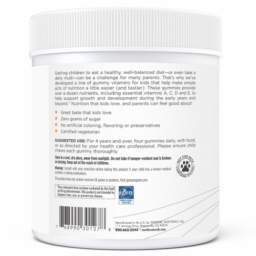 Nordic Naturals Orange Lemon Zero Sugar Kids Multi Gummies Perspective: left