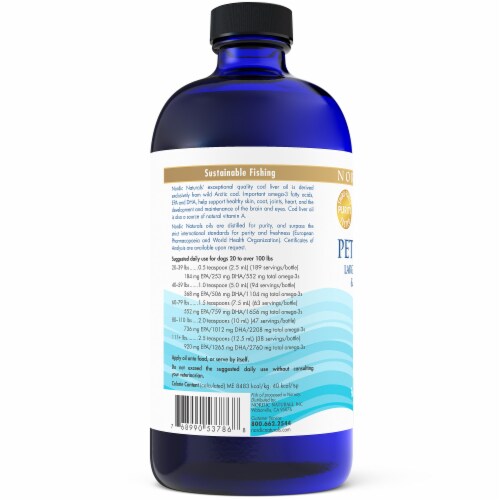 Nordic Naturals Pet Cod Liver Oil Dog Supplement Perspective: left