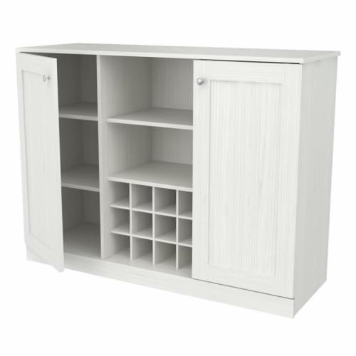 Inval  Shaker Style 2 Door Wine Rack Buffet in Washed Oak Engineered Wood Perspective: left