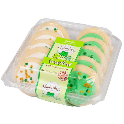 Kimberley's Bakeshoppe Vanilla Frosted Cookies - St. Patrick's White & Green Perspective: left
