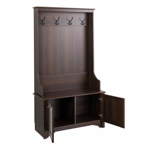 Prepac Wide Hall Tree with Shaker Doors in Espresso Perspective: left